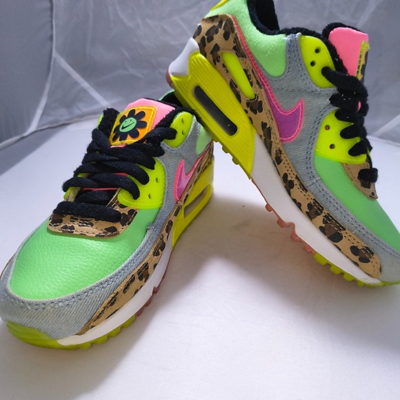 Nike Air Max 90 LX Illusion Green Leopard Print Womens CW3499-300 Size 6 - Picture 14 of 14